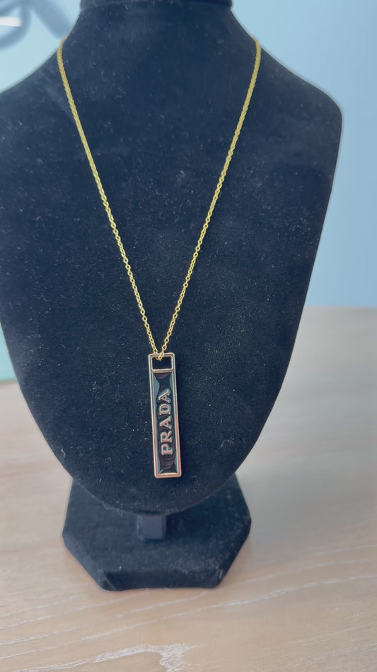 Prada zipper pull upcycled necklace